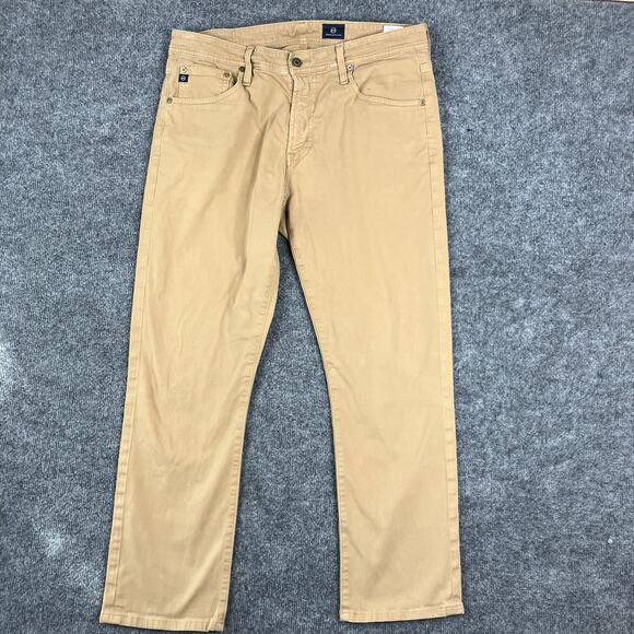 AG Adriano Goldschmied Pants Mens 34x34 Beige Khaki Chino Stretch Casual Classic - Picture 1 of 11
